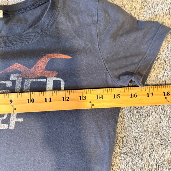 Vtg Hollister Y2K Womens Shirt Top Retro Spell Out Gray Blue S Fitted 19641 - Picture 4 of 11